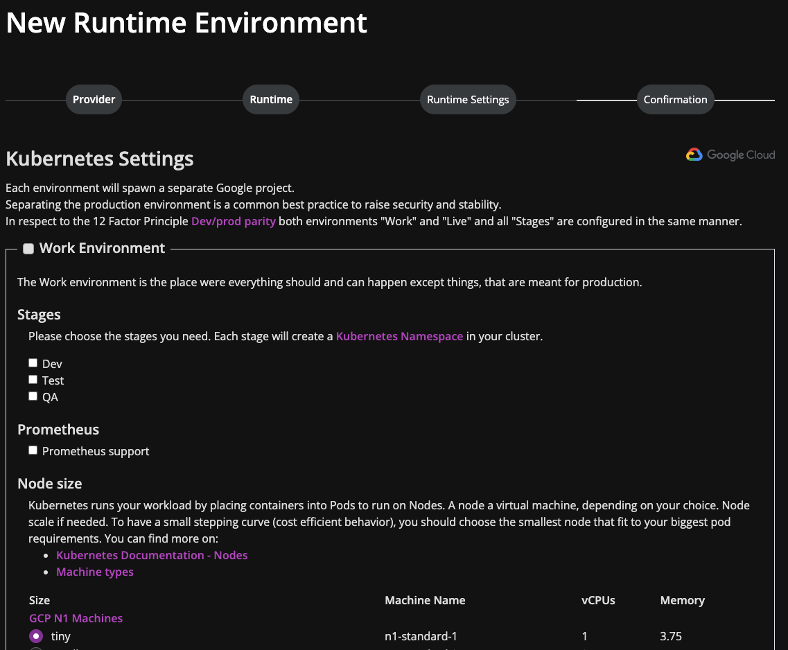 New Runtime GCP