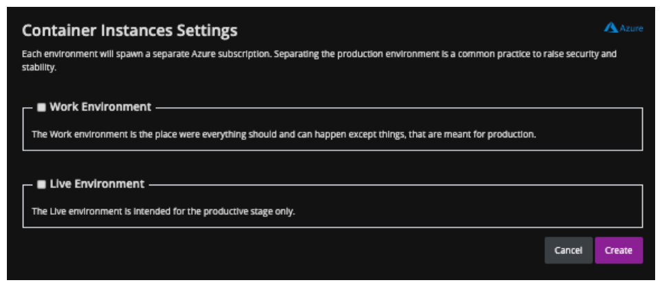 Azure Container Instance Settings