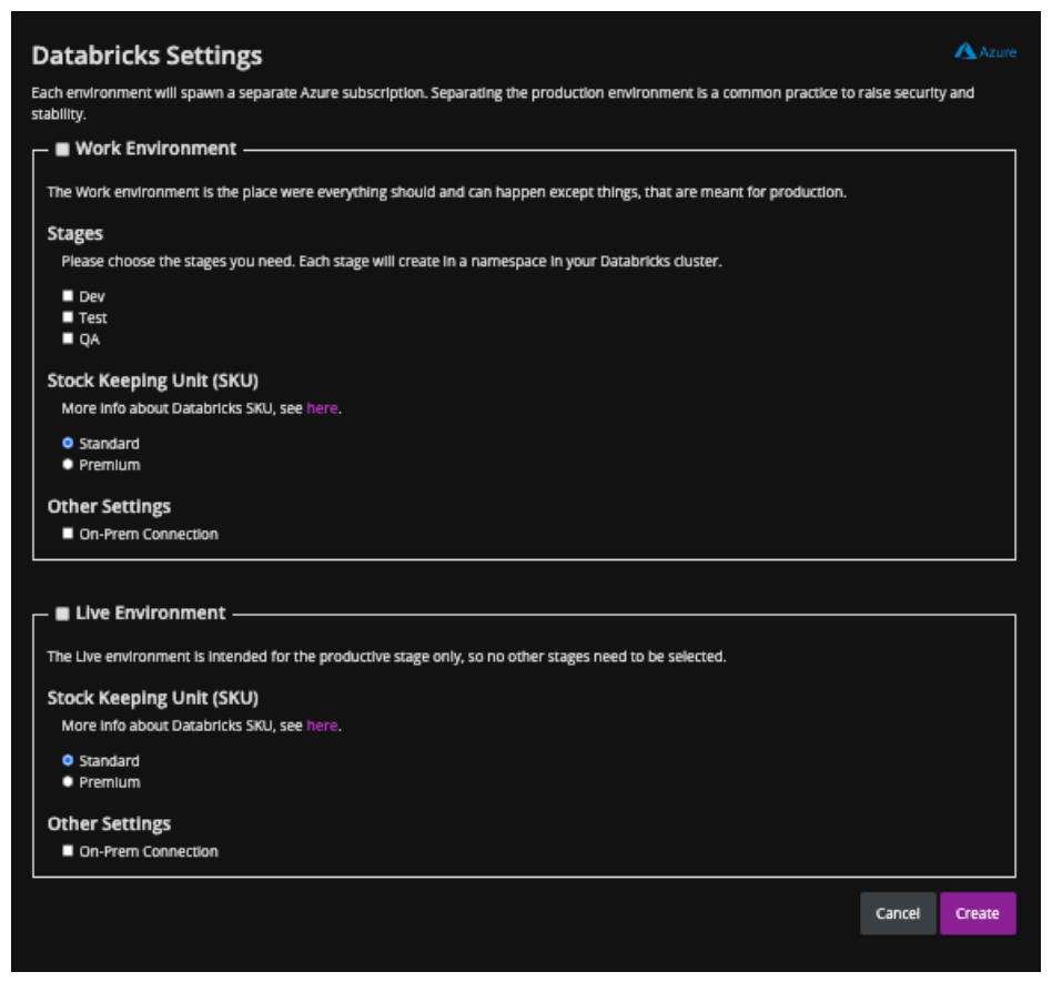 Azure Databricks Settings