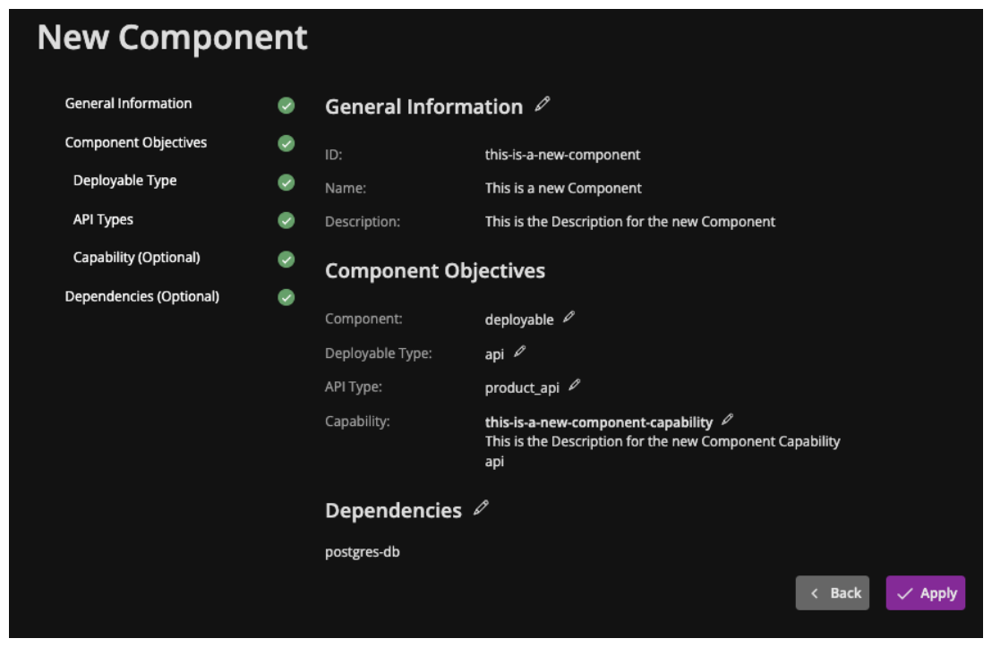 Component Wizard Component Objectives Component Types Deployable Capabilities and Dependencies