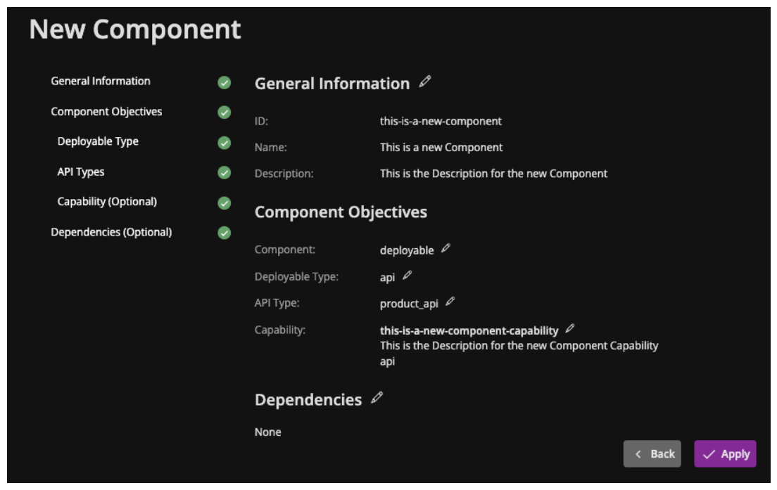 Component Wizard Component Objectives Component Types Deployable Capabilities and Dependencies