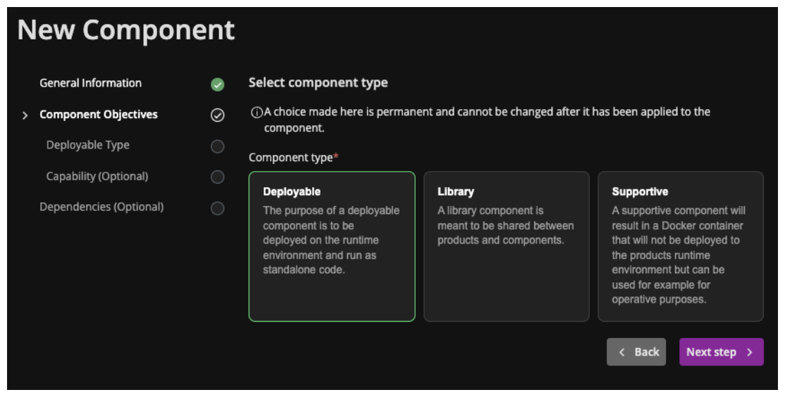 Component Wizard Component Objectives Component Types Deployable