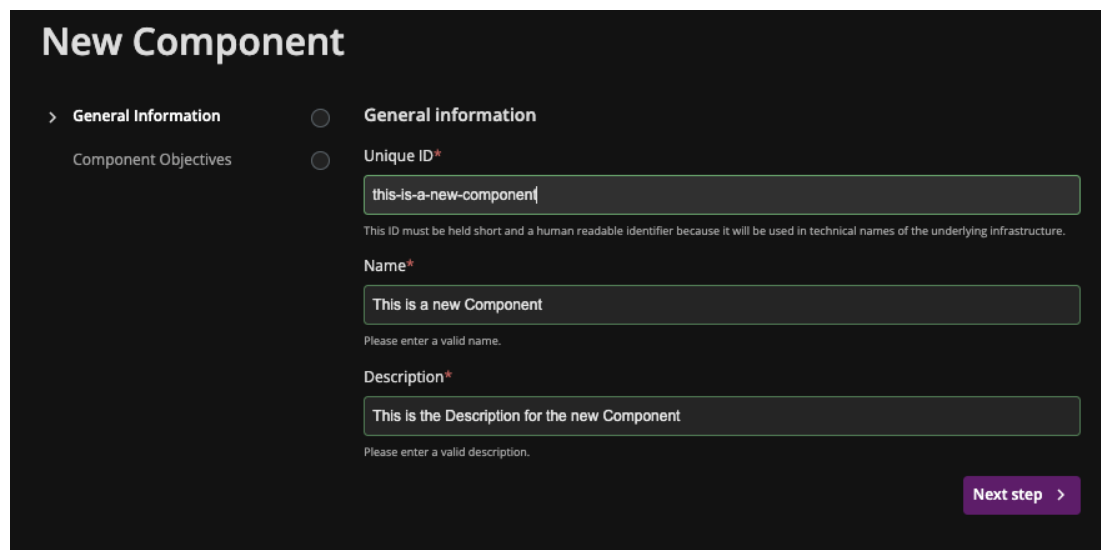 Component Wizard General Information